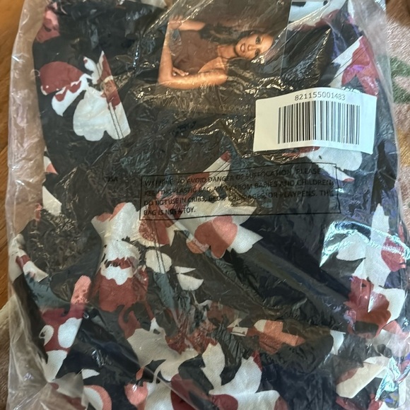 IMAN RED BLACK Floral Chic Surplice Mesh Bodycon Dress Large - Picture 2 of 3